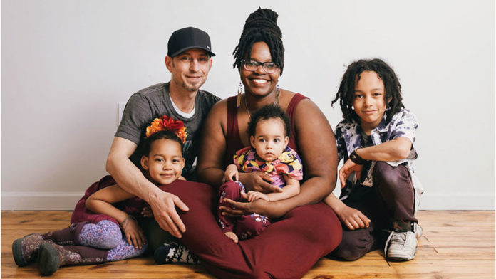 Nuola Akinde and her family Cliff DiAngelo, Geronimo Wale Akinde-DiAngelo, 8, Talia Eniafe Akinde-DiAngelo, 5 and Shiawassee Iwa Akinde-DiAngelo, 1