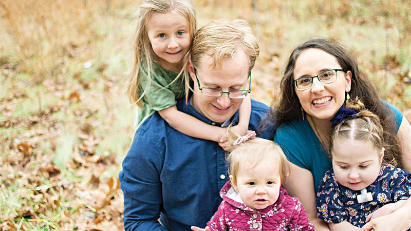 Kaytlin Howard Mangelson with her husband Josh and three children Andi, 5, Linnie, 3, & Isla, 18 months. 